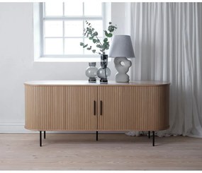 Comodă joasă cu aspect de lemn de stejar cu ușă glisantă 76x180 cm Nola – Unique Furniture