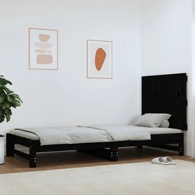 vidaXL Tăblie de pat pentru perete, negru, 82,5x3x60cm, lemn masiv pin