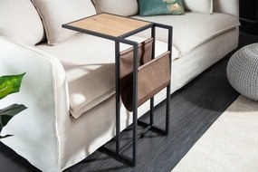Masuta laterala design industrial pentru laptop cu suport reviste Loft 47cm