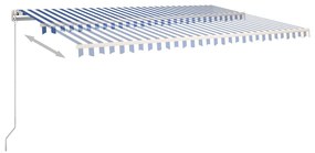 Copertina retractabila automat cu stalpi albastrualb 3,5x2,5 m Albastru si alb, 3.5 x 2.5 m