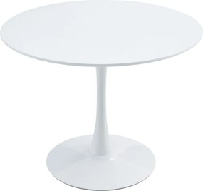Masă dining, rundă, alb mat, diametru 110 cm, REVENTON NEW