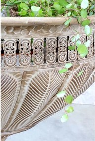 Ghiveci cu picior din metal, mocca antichizat, H38/D56 cm