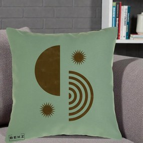 Perna Decorativa Boho Sun si Spirala, 40x40 cm, Verde, Husa Detasabila, Perna Inclusa, BEKZ®