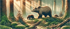 Tablou - Urși în pădure (120x50 cm)