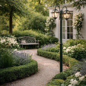 Felinar clasic de exterior verde închis 235cm 2 lumini IP44 - Berta