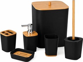 Set baie NATUREO 6 buc, bambus/negru