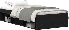 vidaXL Cadru de pat fără saltea Stejar negru 75x190 cm Lemn prelucrat