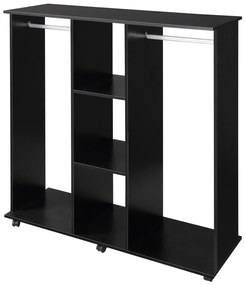 HOMCOM Șifonier cu șinar Mobilier de Depozitare 6 roți 120L x 40l x 128H cm din lemn Negru | Aosom Romania