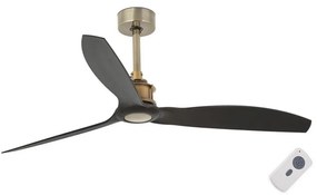 Ventilator de tavan FARO 33417 JUST FAN negru/auriu d. 128 cm + telecomandă