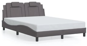 3208085 vidaXL Cadru de pat cu tăblie, gri, 120x200 cm, piele ecologică