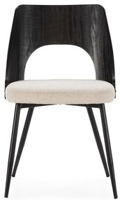 Scaune de dining negre/crem 2 buc. tapițate Gilda – MOME