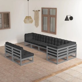 3076666 vidaXL Set mobilier de grădină cu perne, 8 piese, lemn masiv de pin