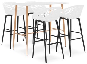 vidaXL Set mobilier de bar, 5 piese, alb