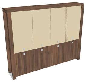 Dulap înalt Verno+ 260 x 46 x 210 cm, uși combinate, nuc / vanilie