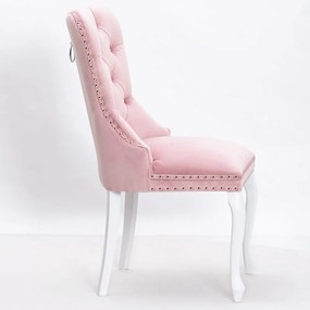 Scaun tapitat Madame Charlotte roz/alb