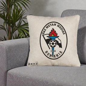 Perna Personalizata Gaz Metan Medias 1945 Fotbal, 40x40 cm, Bej Canapea, Husa Detasabila, Perna Inclusa, BEKZ®