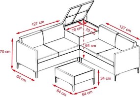 Set colțar din ratan pentru grădină Catini KALEA - gri/bej