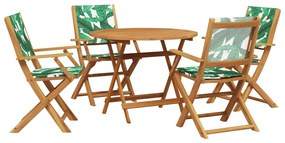 3281824 vidaXL Set mobilier de grădină 5 piese textil model frunze/lemn masiv