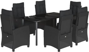 vidaXL Set mobilier de grădină cu perne, 7 piese, negru, poliratan