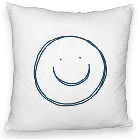 Perna Decorativa Fluffy, Model Smiley Face, 40x40 cm, Alba, Husa Detasabila, Burduf