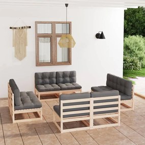 3076319 vidaXL Set mobilier de grădină cu perne, 8 piese, lemn masiv de pin