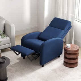 HOMCOM Fotoliu Relax Reclinabil Manual 160° cu Suport pentru Picioare, Fotoliu Reclinabil Tapițat Ergonomic din Material Textil Tip In pentru Dormitor, Birou, Sufragerie, Albastru | Aosom Romania