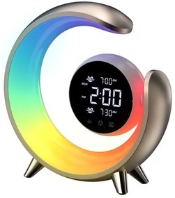 Immax 08981L - Lampă de birou LED RGBW dimabilă cu ceas PEACOCK LED/20W/5V USB