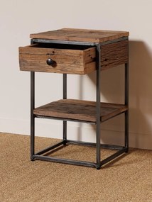 Noptiera din lemn reciclat, aspect rustic, Galion