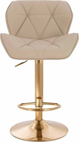 HR111W Scaun Crem Piele Ecologica Premium Soft cu Bază Aurie