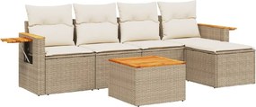 vidaXL Set canapele de grădină cu perne, 6 piese, bej, poliratan