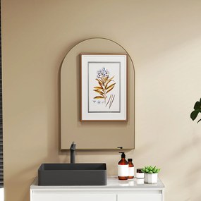 HOMCOM Oglindă murală arcuită oglindă de baie cu cadru din aliaj de aluminiu pentru dormitor living intrare 60 × 90 cm aur | Aosom Romania