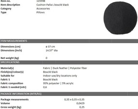 Perna decorativa LUX Palla L, boucle negru 115598 HZ