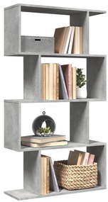 vidaXL Bibliotecă/separator 4 niveluri gri beton 70x24x129cm lemn