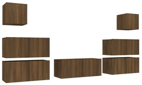 3120289 vidaXL Set comode TV, 7 piese, stejar maro, lemn compozit