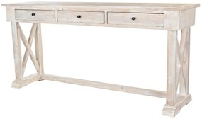 Consola, bej, din lemn de pin reciclat, Pinora