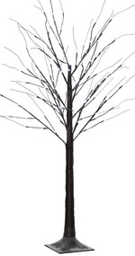 HOMCOM Arbore luminos LED - decorațiune luminoasă alb cald - 96 LED-uri - uz interior - 150 cm - decorațiune de Crăciun cameră casă maro | Aosom Romania