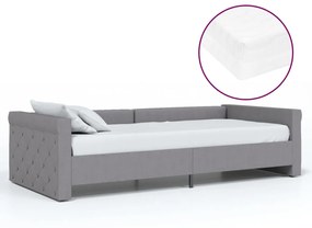 3080332 vidaXL Pat de zi cu saltea și USB, gri deschis, 90x200 cm, textil