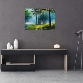 Tablou pe sticlă - Pictură în ulei de peisaj (70x50 cm)