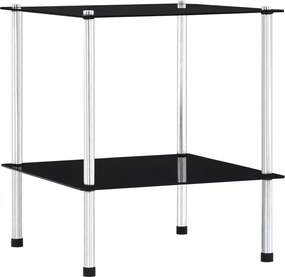 vidaXL Raft cu 2 niveluri, negru, 40 x 40 x 47 cm, sticlă securizată