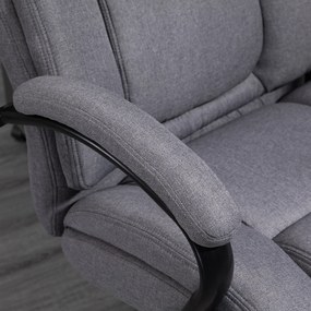 Vinsetto Scaun de birou, Scaun de șef ergonomic, Scaun de birou căptușit cu brațe, Scaun rotativ cu înălțime reglabilă și funcție de legănare, aspect de in, rezistent până la 220 kg, Gri deschis | Aosom Romania