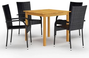 vidaXL Set mobilier de grădină, 5 piese, negru