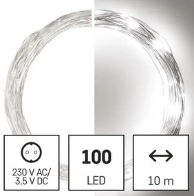 Instalație LED de Crăciun de exterior 100xLED/15m IP44 alb rece