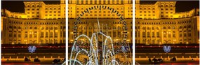 Tablou - Palatul Parlamentului, București, România (cu ceas) (90x30 cm)