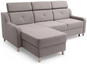Colțar extensibil Laksaro stânga - maro deschis catifea Jasmine 25