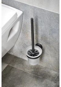 Aqualine - Perie WC SAMBA sticlă mată neagră, montare pe perete