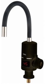 Robinet incalzire apa instant Rosberg R57100HW, Blat, 3300W, 30-60°C, Furtun flexibil din silicon, IPX4, Negru