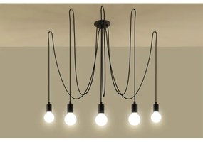 Lustră pe cablu EDISON 5 5xE27/60W/230V negru