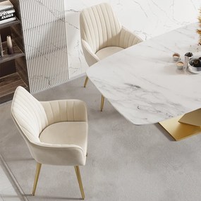 Scaun bej pentru bucătărie, soft, cu cotieră , în stil art nouveau - 2 buc. Deprimo j040379185 by Deprimo