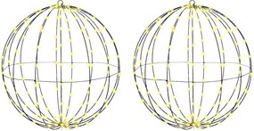 vidaXL Bola cu 384 LED 2 pcs Alb cald 59,5 x 59,5 x 63 cm Metal