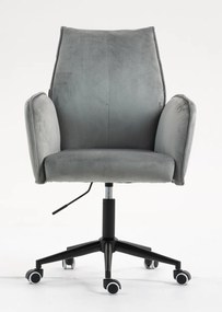 HR280K Scaun Gray din Catifea cu Bază Neagră